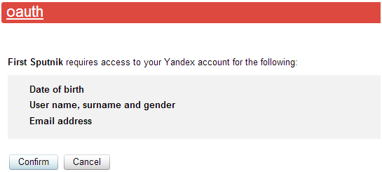 Log in with Yandex